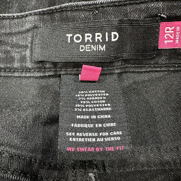 Torrid Skinny Jeans Womens Size 12 Black Distressed Stretch Denim Ripped Pants - Picture 3 of 4